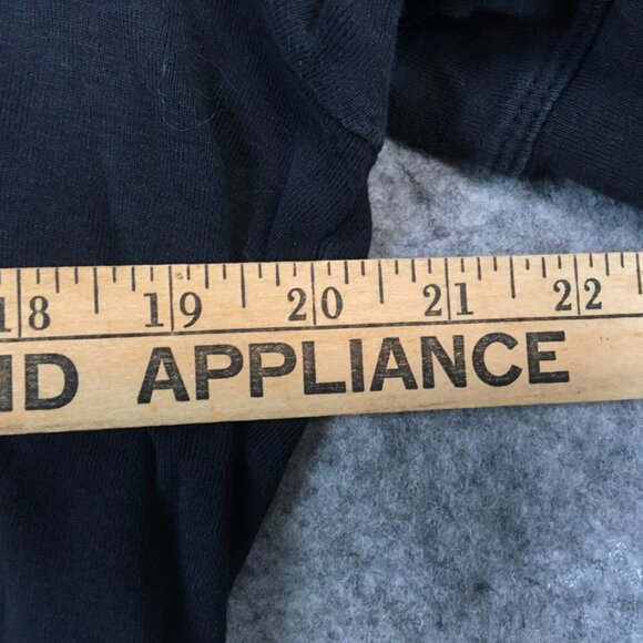 LL Bean Top 1X Short Sleeve V Neck T Shirt Solid Black Jersey Knit Casual Cotton - Picture 7 of 10